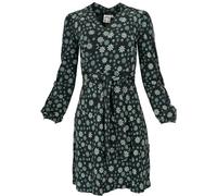 GURU SHOP Mini robe portefeuille en coton bio imprimé à manches longues pour femme, Noir , 38