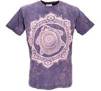 GURU SHOP Mirror T-shirt de yoga en coton pour homme, Tortue mandala/prune, XL