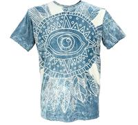 GURU SHOP Mirror T-shirt de yoga en coton pour homme, Troisième œil/bleu pétrole, XXL