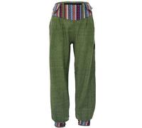 GURU SHOP Muckhose Pantalon bouffant avec taille large, poche ventrale, vert olive, femme, coton, taille : L