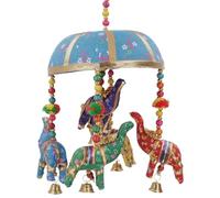 GURU SHOP Original Indien Elephant Mobile avec clochette Bleu Coton Bleu Attrape-rêves Mobiles