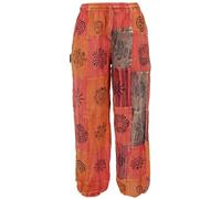 GURU SHOP Pantalon Aladin, patchwork, pantalon unique, pantalon pour femme, coton, pantalon et pantalon Aladin, vêtements alternatifs, Orange, W42