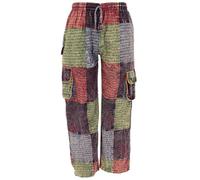 GURU SHOP Pantalon cargo patchwork confortable avec imprimé mantra unisexe en coton pour homme