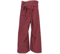 GURU SHOP Pantalon de pêche thaïlandais avec imprimé mantra en coton tissé, pantalon enveloppant, pantalon de yoga, homme/femme, rouge bordeaux, taille unique