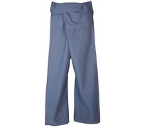 GURU SHOP Pantalon de pêche thaïlandais en coton solide, pantalon portefeuille, pantalon de yoga, taille unique, homme/femme, bleu, taille : taille unique, Bleu colombe uni, taille unique