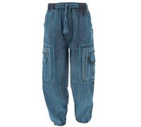GURU SHOP Pantalon de yoga unisexe en coton avec détails complexes pour homme, bleu, 50