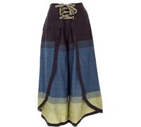 GURU SHOP Pantalon Palazzo Pantalon Orient Pantalon d'été Femme Coton Pantalon Pantalon Alternative Vêtements, Bleu pétrole/citron, 40