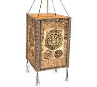 Guru-Shop Papier Lokta Suspendus Lampe Ombre, Lampe de Plafond en Papier Fait à la Main - Mandala, 28x18x18 cm, Papier Carré Abat-jours