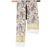 GURU SHOP Paréo léger en coton imprimé à la main pour homme/femme - Blanc - Taille unique - Multicolore - One Size