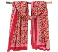 GURU SHOP Paréo léger, sarong, foulard en coton imprimé à la main, homme/femme, ivoire, coton, taille : taille unique, Rouge combinaison 4, taille unique