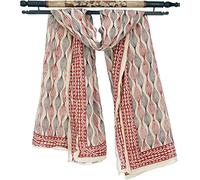 GURU SHOP Paréo léger, sarong, foulard en coton imprimé à la main, homme/femme, ivoire, coton, taille : taille unique, Rouge combinaison 19, taille unique