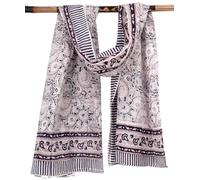 GURU SHOP Paréo léger, sarong, tissu en coton imprimé à la main, homme/femme, blanc, coton, taille : taille unique, Combinaison de couleurs 22, taille unique