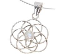 GURU SHOP Pendentif bohème indien en argent Flower of Life, normal, Argent sterling, Pas de pierre précieuse