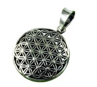 GURU SHOP Pendentif en argent, talisman bohème « Flower of Life » - 3 x 2 cm, normal, Argent sterling, Pas de pierre précieuse
