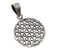 GURU SHOP Pendentif en argent, talisman bohème « Flower of Life » - 3 x 2 cm, normal, Argent sterling, Pas de pierre précieuse