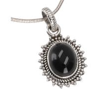 GURU SHOP Pendentif indien ovale bohème en argent, 2 x 1 cm, normal, Argent sterling, Pas de pierre précieuse