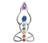 GURU SHOP Pendentif indien sept chakras en argent, 4 x 2 cm, normal, Argent sterling, Pas de pierre précieuse