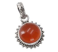 GURU SHOP Pendentif rond bohème délicat en argent, pendentif indien en argent, normal, Argent sterling, Pas de pierre précieuse