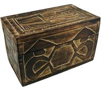 Guru-Shop Petit Coffre Sculpté, Boîte en Bois, Coffre à Trésor en 2 Tailles - Conception Primitive, Suarwood, Taille : Petit (12x20x12 cm), Boîtes, Coffrets Cercueils