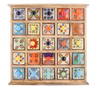 Guru-Shop Pharmacie Avec Tiroirs Colorés Keramink - 5x5 Compartiments, Marron, 40x38x10 cm, Boîtes, Coffrets Cercueils