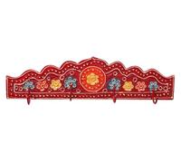 Guru-Shop Porte-manteaux Vintage Indien - Design 3, Multicolore, 11,5x50x2,5 cm, Crochets Muraux en Bois, Métal Céramique