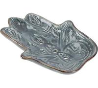 Guru-Shop Porte-savon en Céramique Exotique - Main Hamsa/Gris, Gris, 2x10x8 cm, Porte-savon