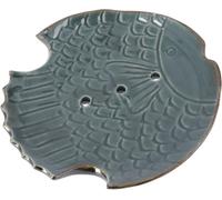 Guru-Shop Porte-savon en Céramique Exotique - Poisson/gris-bleu, Bleu, 2x12x12 cm, Porte-savon