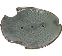 Guru-Shop Porte-savon en Céramique Exotique - Poisson/vert, Vert, 2x12x12 cm, Porte-savon