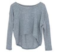 GURU SHOP Pull court bohème en maille fine - Bleu - Pour femme - Taille : XL