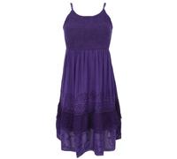 GURU SHOP Robe bohème indienne brodée - Robe d'été - Mini robe hippie chic - Pour femme - Synthétique, lilas, 42
