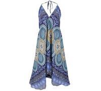 GURU SHOP Robe d'été bohème, Magic Dress, robe de plage batik, robe maxi pour femme, synthétique, bleu, 42