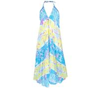 GURU SHOP Robe d'été longue avec imprimé batik - Robe de plage pour femme - Bleu - Synthétique - Taille : 40 - Vêtements alternatifs, bleu clair, 42