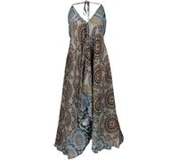 GURU SHOP Robe d'été, maxi robe de plage, robe hippie style paon, femme, noir, synthétique, taille : 38, gris-bleu, 42