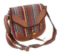 GURU SHOP Sac à Bandoulière Ethnique Tissé Pour Ordinateur Portable, sac Népalais - Rouge/marron, Mixte Adulte, Marron, Ducoton, Size:One Size, 30x35x11 cm, Sacs à Bandoulière