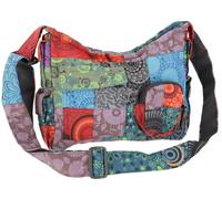 GURU SHOP Sac à Bandoulière Ethno, Grand Patchwork Népalais - Noir, Mixte Adulte, Noir, Ducoton, Size:One Size, 25x30x10 cm, Sacs à Bandoulière