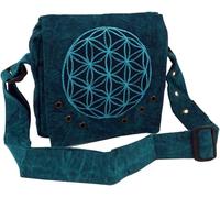 GURU SHOP Sac à Bandoulière Ethno, Mandala Népalais - Turquoise, Mixte Adulte, Turquoise, Ducoton, Size:One Size, 20x20x7 cm, Sacs à Bandoulière