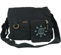 GURU SHOP Sac à Bandoulière, Hippie Bag Sun - Noir, Mixte Adulte, Noir, Ducoton, Size:One Size, 30x35x7 cm, Sacs à Bandoulière