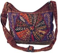 GURU SHOP sac à Bandoulière, sac Hippie en Patchwork, sac Goa - Rouge, Mixte Adulte, Rouge, Ducoton, Size:One Size, 30x30x6 cm, Sacs à Bandoulière