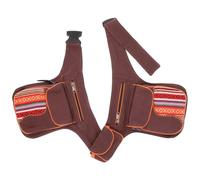 GURU SHOP Sac banane double en tissu, noir, unisexe, adulte, 20 x 18 x 5 cm, marron, Taille unique, Décontracté