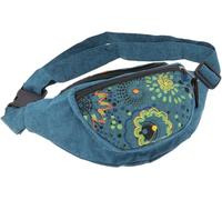 GURU SHOP Sac banane ethnique brodé Boho Népal - Bleu pétrole - Pour homme et femme - Coton - 13 x 20 x 4 cm - Pour festival - Hippie, pétrole, Taille unique, Décontracté