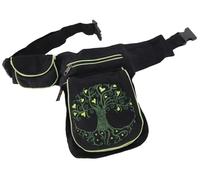 GURU SHOP Sac banane Goa en tissu - Arbre de vie - Marron/beige - Pour homme et femme - 28 x 20 x 4 cm - Idéal pour festival - Hippie, Tree of Life Noir/vert, Taille unique, Décontracté
