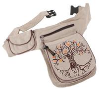 GURU SHOP Sac Banane Goa en Tissu - Arbre de Vie - Marron/Beige - Pour Homme et Femme - 28 x 20 x 4 cm - Idéal pour Festival - Hippie, Taille Unique, Décontracté