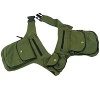 GURU SHOP Sac Latéral en Tissu, sac à Double Ceinture, sac à Ceinture de Goa - Olive, Mixte Adulte, Vert, Ducoton, Size:One Size, Sacs Latéraux Fanny Packs