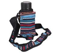 GURU SHOP Sac pour bouteille d'eau multicolore, porte-bouteille ethnique, sac pour bouteille - Bleu/sac à bandoulière, bleu, Taille unique