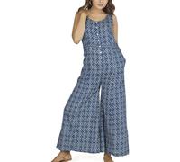 GURU SHOP Salopette d'été, style ethnique, grande taille, en coton, pour femme, bleu, 42