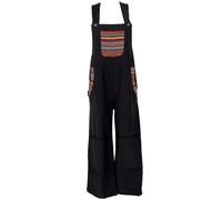 GURU SHOP Salopette large, style ethnique, surdimensionnée, en coton, pour femme, Noir , 38
