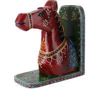 Guru-Shop Serre-livres `cheval` - Rouge, Boisdemanguier, 15x14x8 cm, Butoir de Porte Serre-livres