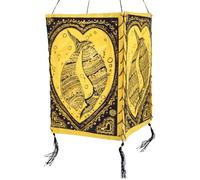 Guru-Shop Suspension Lokta Abat-jour en Papier, Plafonnier en Papier Fait Main - Lucky Fish Yellow, 28x18x18 cm, Papier Carré Abat-jours