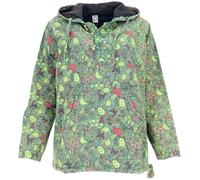 GURU SHOP T-shirt à capuche de yoga unisexe Stonewash Champignon Sweat à capuche Festival T-shirt unique pour homme Coton, vert, L