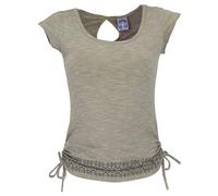 GURU SHOP T-shirt de yoga en coton bio Flower of Life pour femme, Vert olive clair, 40